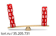 The words CREDIT and DEBIT on the scales. Стоковая анимация, аниматор WalDeMarus / Фотобанк Лори