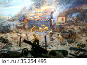 Диорама "Ржевская битва 1942-1943 годов", которая отражает новый взгляд на военные действия в районе Ржевско-Вяземского плацдарма. Музей военной истории Ржева. Ржев, Тверская область (2021 год). Редакционное фото, фотограф Сергей Афанасьев / Фотобанк Лори