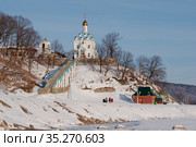Курорт Красноусольск. Церковь Табынской иконы Божией Матери. Krasnousolsk Resort. Church of the Tabyn icon Of the mother of God. (2009 год). Редакционное фото, фотограф Евгений Романов / Фотобанк Лори