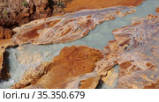 Environmental pollution from the extraction of copper ore and copper pyrite. Dead soil and forest. Стоковое видео, видеограф Евгений Ткачёв / Фотобанк Лори