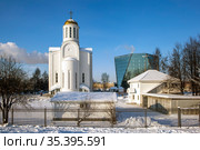 Успенская церковь и колокольня на Малой Охте. Санкт-Петербург (2021 год). Стоковое фото, фотограф Сергей Афанасьев / Фотобанк Лори