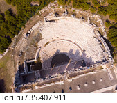 Aerial view of ancient Odeon ruins of Kibyra, Turkey. Стоковое фото, фотограф Яков Филимонов / Фотобанк Лори