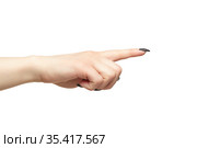 Female hand with black nails manicure isolated on white background. Стоковое фото, фотограф Сергей Пристяжнюк (Serg Zastavkin) / Фотобанк Лори