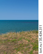 Landscape with the black sea in the steppe part of Crimea (2019 год). Стоковое фото, фотограф Володина Ольга / Фотобанк Лори
