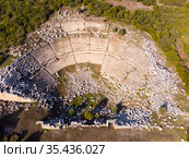 View from drone of ruined theater of ancient Kibyra, Turkey. Стоковое фото, фотограф Яков Филимонов / Фотобанк Лори