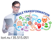 Businessman in agile transformation concept. Стоковое фото, фотограф Elnur / Фотобанк Лори