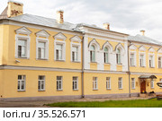 Russia,  Great Novgorod - July 13, 2020: Vladychnaya (Faceted) chamber, built in 1433. It was part of the complex of buildings of the Vladychny Dvor. Редакционное фото, фотограф Филатова Ирина / Фотобанк Лори
