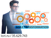 Businessman in agile transformation concept. Стоковое фото, фотограф Elnur / Фотобанк Лори