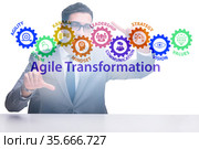 Businessman in agile transformation concept. Стоковое фото, фотограф Elnur / Фотобанк Лори