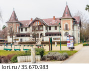 Hotel Hullam was opened in 1894. The Hotel is located on the shores of Lake Balaton in Keszthely, Zala county, Western Transdanubia, Hungary, Europe. Редакционное фото, фотограф Николай Коржов / Фотобанк Лори