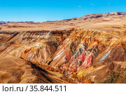 Altai Republic, Russia. "Martian landscape" (Mars 2) in the Kyzyl-Chin tract, Chui steppe, Gorny Altai. Стоковое фото, фотограф Наталья Волкова / Фотобанк Лори