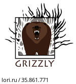 Grizzly logo design. Стоковая иллюстрация, иллюстратор Валентина Шибеко / Фотобанк Лори