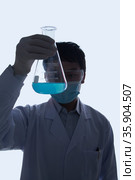 Scientist Looking at Beaker. Стоковое фото, агентство Ingram Publishing / Фотобанк Лори