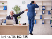 Two male employees in unemployment concept. Стоковое фото, фотограф Elnur / Фотобанк Лори