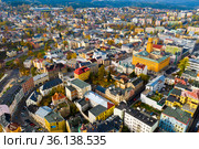 Aerial view of Jablonec nad Nisou, Liberec Region. Стоковое фото, фотограф Яков Филимонов / Фотобанк Лори