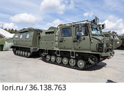 Two-link easy tracked transporter-tractor GAZ-3344-20 at the exhibition Of the international military-technical forum "Army-2020". Patriot Park, Odintsovo, Moscow region, Russia. Редакционное фото, фотограф Наталья Волкова / Фотобанк Лори