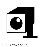 Illustration of a video surveillance camera icon. Isolated on white background. Стоковая иллюстрация, иллюстратор Allika / Фотобанк Лори