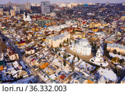 Aerial view of Voronezh historic district with Alekseev-Akatov Monastery. Стоковое фото, фотограф Яков Филимонов / Фотобанк Лори