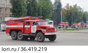 Пожарный автомобиль АЦ-40 на базе ЗИЛ-131 из Большого Болдино (2021 год). Редакционное фото, фотограф Ельцов Владимир / Фотобанк Лори