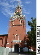 Спасская башня Кремля. Район Хамовники. Город Москва. Россия (2021 год). Стоковое фото, фотограф lana1501 / Фотобанк Лори