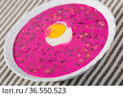 Cold yogurt beetroot soup. Стоковое фото, фотограф Яков Филимонов / Фотобанк Лори