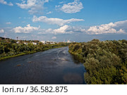 Вид на город Владимир c моста на реке Клязьма (2021 год). Стоковое фото, фотограф Макаров Алексей / Фотобанк Лори