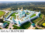 Drone view of the New Jerusalem Monastery in the city of Istra. Стоковое фото, фотограф Яков Филимонов / Фотобанк Лори