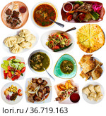 Diversified dishes of Georgian cuisine over white background. Стоковое фото, фотограф Яков Филимонов / Фотобанк Лори