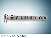Businessman turning cubes in inclusion and exclusion concept. Стоковое фото, фотограф Elnur / Фотобанк Лори
