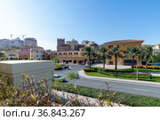 Doha, Qatar - Nov 23. 2019. Architecture of Qanat Quartier on Pearl Island. Редакционное фото, фотограф Володина Ольга / Фотобанк Лори