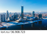 Top view panorama of Yekaterinburg city center. View from above. Russia (2021 год). Стоковое фото, фотограф Евгений Ткачёв / Фотобанк Лори