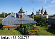 Yuryev-Polsky, Vladimir Oblast, Russia. Mikhailo-Arkhangelskiy Monastery in autumn sunny day (2020 год). Редакционное фото, фотограф Natalia Sidorova / Фотобанк Лори
