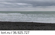 Берег Чёрного моря. Сильный шторм, большие волны. The Black Sea coast. Strong storm, big waves. Стоковое видео, видеограф Евгений Романов / Фотобанк Лори