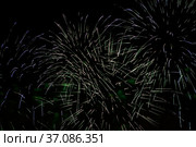 Beautiful fireworks in the dark evening sky. Стоковое фото, фотограф Александр Клёнов / Фотобанк Лори