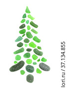 Christmas tree made of a pieces of seaglas. Стоковое фото, фотограф Tamara Kulikova / Фотобанк Лори