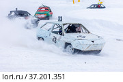 Moscow Russia - january 23 2022: Autosport. Winter car race for survival. Racing cars on the track in the snow. Редакционное фото, фотограф Yuriy Savin / Фотобанк Лори