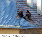 Ремонт крыши многоквартирного дома (2021 год). Редакционное фото, фотограф EgleKa / Фотобанк Лори