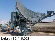 Радиолокационная станция МР-700 "Фрегат" на выставке вооружений на причале в Кронштадте, Санкт-Петербург (2021 год). Редакционное фото, фотограф V.Ivantsov / Фотобанк Лори