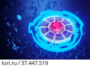 Error concept in hardware and software. The back door in the operating system. Malicious code in the program. 3D render. Стоковая иллюстрация, иллюстратор Alexander / Фотобанк Лори
