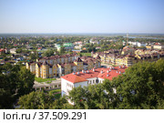 View of the city of Tobolsk and the Irtysh river from the Kremlin wall (2021 год). Редакционное фото, фотограф Александр Карпенко / Фотобанк Лори