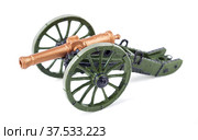 Русская гаубица, пушка полупудовый "единорог" образца 1805 года. Расписанная миниатюра (2021 год). Редакционное фото, фотограф Любовь Назарова / Фотобанк Лори