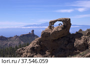 Gran Canaria, central mountainous part of the island, Las Cumbres, ie The Summits, rock arch Ganifa (2022 год). Стоковое фото, фотограф Tamara Kulikova / Фотобанк Лори