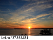 View of the Pitsunda Bay in Abkhazia at sunset. Стоковое фото, фотограф Александр Карпенко / Фотобанк Лори
