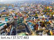 Aerial view of Czech city of Liberec. Стоковое фото, фотограф Яков Филимонов / Фотобанк Лори