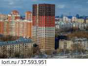 Москва, Кунцево, улица Ивана Франко, многоэтажный жилой дом, построенный по програ мме реновации (2022 год). Редакционное фото, фотограф glokaya_kuzdra / Фотобанк Лори