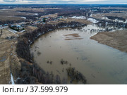 Московская область, Можайский район, весеннее половодье на реке Колочь (2022 год). Стоковое фото, фотограф glokaya_kuzdra / Фотобанк Лори
