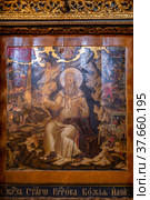 Ancient icon of St. Elijah the Prophet in the iconostasis of the Church of Elijah the Prophet (2019 год). Редакционное фото, фотограф Юлия Бабкина / Фотобанк Лори