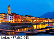 View of embankment in Ascona, canton of Ticino, Switzerland. Стоковое фото, фотограф Яков Филимонов / Фотобанк Лори