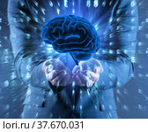 Businessman in artificial intelligence concept. Стоковое фото, фотограф Elnur / Фотобанк Лори