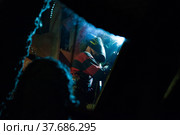 Welder on dark background. (2012 год). Редакционное фото, фотограф Alexey Rezvykh / Фотобанк Лори